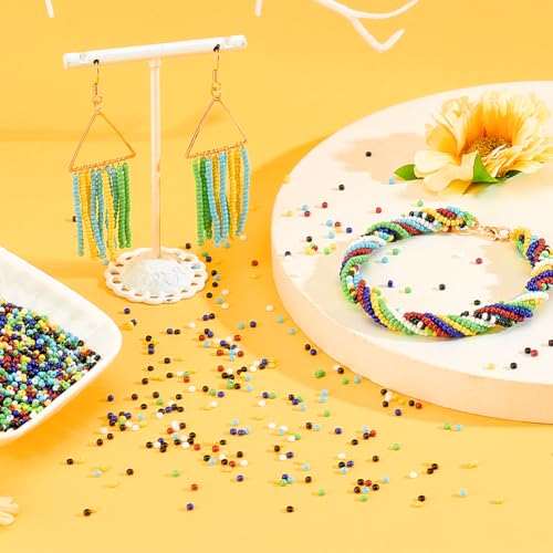 PH PandaHall 6000 Pcs 11/0 Glass Seed Beads, 2mm Seed Beads Mixed Colors Round Waist Bead Mini Spacer Bead for Earring Choker Bracelet Neckalce Waist Chain Jewelry DIY Crafts Making - color: Mixed Colors-6000 Pcs