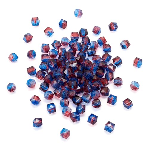 Craftdady 100pcs Square Polygon Acrylic Beads Crystal Two-Tone Spray Painted Spacer Charms for DIY Necklace Bracelet Making - color: Blue & Purple,Polygon