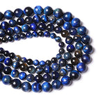 Lapis Lazuli Blue Tiger Eye Beads Natural Stone Round Loose Beads Energy Gemstone Healing Power for Jewelry Making 12mm 32pcs 15" - color: Lapis Blue Tiger Eye, size: 12mm