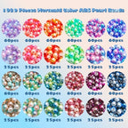 BONNY BOXX 1020PCs 6 & 8MM Gradient Mermaid ABS Pearl Beads Set for Jewelry Making Loose Round Faux Pearls with Holes for Bracelet Necklace Earring Accessories Vase Filler - color: Gradient Mermaid ABS Pearl Beads Set