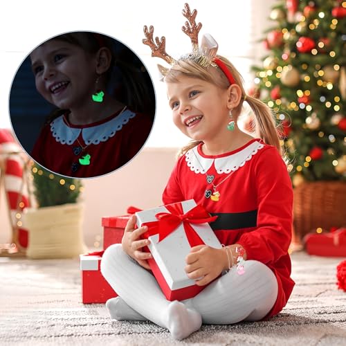 Augshy 64 Pcs Mini Christmas Ducks Charms, Luminous Glitter Resin Ducks Pendant Tiny Ducks Glow Mini Duck Ornaments for DIY Bracelet Necklace Jewelry Making Party Supplies - style: Christmas Ducks Style
