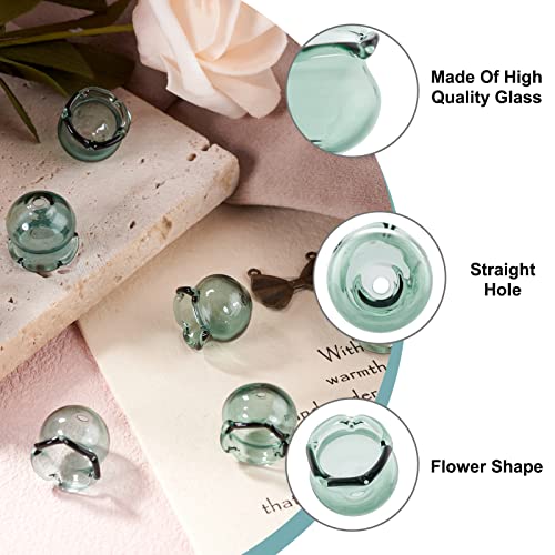 FASHEWELRY 10pcs Handmade Glass Trumpet Flower Beads Colorful Crystal Floral Beads Crystal Trumpet Flower Spacer Bead Bulk for Jewelry Bracelets Earring Craft Making (Aqua) - color: Aqua
