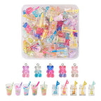 Craftdady Resin Plastic Miniature Food Snack Pendants Charms Ice Drink Juice Pendants Cute Bottle Fruit Keychain Charms Hang Ornament for DIY Craft Earring Bracelet Necklace Jewelry Making - color: Mixed Color Bubble Tea (15 Styles)