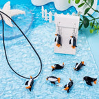 FASHEWELRY 5Pcs Handmade Ocean Penguin Lampwork Glass Pendants Black Marine Life Little Penguin Loose Beads Charms for DIY Jewelry Project Making - color: Penguin-Black