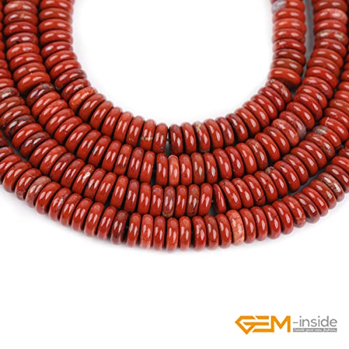 GEM-Inside 2x6mm Natural Red Jasper Gemstone Heishi Disc Rondelle Spacer Beads for Jewelry Making Full 15" Strand Energy Stone Healing Power Crystal - color: Red Jasper