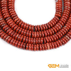 GEM-Inside 2x6mm Natural Red Jasper Gemstone Heishi Disc Rondelle Spacer Beads for Jewelry Making Full 15" Strand Energy Stone Healing Power Crystal - color: Red Jasper