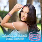 Elecrelive Glass Round Beaded Bracelet Set Clay Beaded Bracelets Stretch Bracelets - color: Amethyst