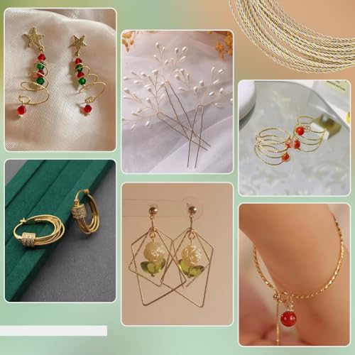 BENECREAT 19.7Ft Round Twist Jewelry Wire, 20 Gauge Tarnish Resistant Brass Craft Wire for Necklace Bracelet Making and Handmade Project, Light Gold & Platinum - color: Light Gold