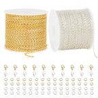 Kyutong 65.6 Feet Stainless Steel Jewelry Making Chains Bulk on Spool 2 Rolls Cross Cable Chain Links Gold Silver Craft Jewelry Supplies with Lobster Clasps Jump Rings for DIY Handcraft - color: Cable Chain