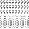 500 Pieces Set Lobster Claw Clasps 100 Lobster Clasps 400 Open Jump Rings for Jewelry Making Bracelet Necklace DIY Jewelry Making Findings Crafts Fastener Hook (Gun Black) - color: Gun Black