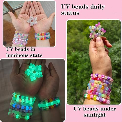 SJZWSD Friendship Bracelet Making Kit– 6 Boxes of Pony, Seed, Clay & Letter Beads, UV Glow in The Dark Beads, Tools & Charms – Jewelry Craft Kit for Kids & Adults - color: GlowMuse