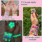 SJZWSD Friendship Bracelet Making Kit– 6 Boxes of Pony, Seed, Clay & Letter Beads, UV Glow in The Dark Beads, Tools & Charms – Jewelry Craft Kit for Kids & Adults - color: GlowMuse