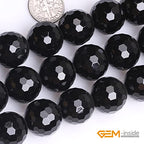 GEM-Inside 18mm Facted Black Agate Gemstone Loose Beads Round Crystal Energy Stone Power for Jewelry Making 15" - color: Black Agate, size: 18mm