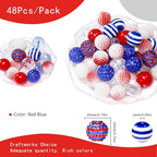 Exway 48 Pcs 20mm Beads for Pens, Rhinestone Bubblegum Beads, Red Blue Crystal Acrylic, Round Chunky, Sparkly Large Balls, DIY Jewelry Making Supplies - color: Blue