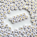 Amaney 500pcs Gold Number Beads 7x4mm Mixed Number Beads Acrylic Round Shape Loose Beads - color: Gold, size: 7x4mm