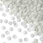 ANCIRS 600pcs 9mm Spacer Beads Caps for Jewelry Making, Metal Hollow Flower Bead Caps for Bracelet Necklace- Silver - color: Silver-600pcs-9mm