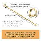 18K Solid Gold Extender for Necklace Bracelet Real Durable Adjustable Chain Gold Extension for Women 2 Inches - color: A