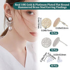 Beebeecraft 32Pcs 2 Colors Flat Round Earring Findings 18K Gold & Platinum Plated Frosted Surface Round Earring Post with Hole and 40Pcs Plastic Ear Nuts for Earring Jewelry Making - color: Gold and Silver
