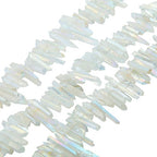 rockcloud Natural Rock Crystal Points Titanium Coated Clear Quartz Sticks Spikes Top Drilled 15 inch Strand,AB Crystal - color: #28-AB Crystal(Small)