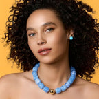 Chunky Necklaces for Women, Trendy Colorful Square Acrylic Resin Beads Statement Choker Necklace, Lightweight Boho Summer Beach Vacation Jewelry - color: Larimar Blue color