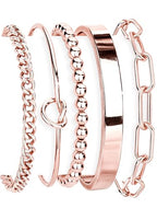 Gokeey Gold Bracelets Set for Women Non Tarnish, Waterproof 14K Gold Plated Sterling Silver Chunky Cuff Bracelet Stackable Gold Bangles Bracelet for Women Trendy Fashion Accessories Tie Knot Cuban Rope Paperclip Beaded Bracelet Stack Jewelry Mothers Day G