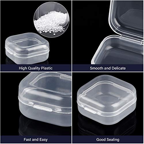 SATINIOR 12 Pack Clear Plastic Beads Storage Containers Box with Hinged Lid for Beads and More (1.38 x 1.38 x 0.71 Inch) - size: 1.38 x 1.38 x 0.71 Inch