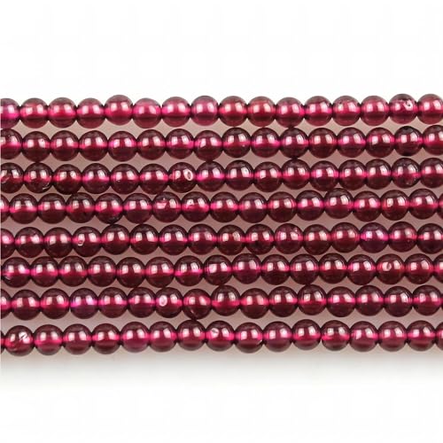 MJDCB 320pcs Natural Small Stone Beads 2mm Red Garnet Round Smooth Loose Gemstone Bead for Jewelry Making Bracelets Earrings Necklaces Accessories - color: Red Garnet