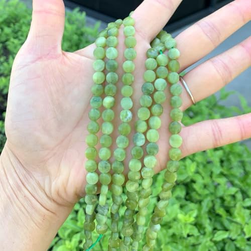 Adabele 15 Inch Natural Green Nephrite Jade Gemstone 6mm Faceted Flat Round Coin Loose Beads Gem Stone Spacer (57-61pcs) for Jewelry Making GZ13-12 - color: Nephrite Jade, size: 15 Inch/1 Strand