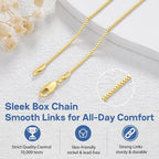 Jewlpire 1.3mm Box Chain 14K Gold Plated 925 Sterling Silver Chain Necklace for Women, Thin & Sturdy Womens Chains Necklace 14 16 18 20 22 24 26 Inches - color: 14K Gold Plated, size: 18 Inches