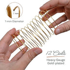 The Beadsmith Memory Wire & End Caps Set - Gold-Plated, 1 mm Thick, 2.25 in (60 mm) Diameter, 12 Bracelet Coils with 8 End Caps, Heavy-Gauge, Bracelet Making Kit, for Jewelry Making - color: Gold