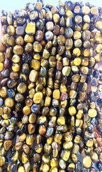 6-8mm Natural Yellow Tiger Eye Nuggets Oval Free Tumbled Pebble Semi Precious Gemstone Loose Stone Beads Approx 15.5 inch for DIY Jewelry Making - color: Yellow Tiger Eye