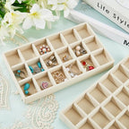 2Pcs 5 x 8.3 Inch Jewelry Box Tray Velvet Jewelry Drawer Insert Antique White 18 Grids Divided Stackable Necklace Storage Container Dresser Drawer Case for Earring Rings Display Showcase - style: White 18 Grids