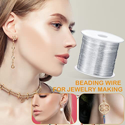 Funrous 5 Rolls 5 Size Jewelry Wire 18, 20, 22, 24, 26 Gauge Copper Wire Kit Jewelry Beading Bendable Craft Metal for Making Crafts, Sculpting with a Pliers(Silver) - color: Silver