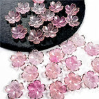 50Pcs Cherry Blossom Acrylic Flower Beads, Mini Floral Spacer Beads for Jewelry Making 5-Petal Gradient Flower Bead Gold-Plated Flowers Bead Charms for Bracelets (Pale Pink Gradient) - color: Pale Pink Gradient