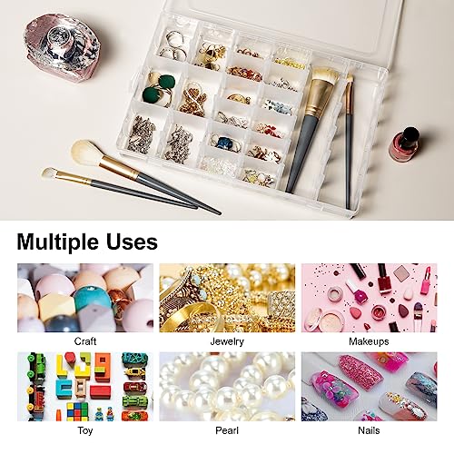 Gospire 2PCS 36 Grids Clear Plastic Jewelry Box Organizer Storage Container with Removable Dividers - color: Clear-36 Grids*2