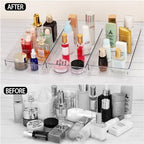 6Pcs Clear Plastic Drawer Organizers Tray 12" x 6.2" Storage Bins with 25Pcs Non-Slip Pads for Makeup, Jewelries, Kitchen Utensils, Bathroom and Office - size: 12"x6"