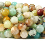 70PCS Natural 8MM Healing Gemstone, Amazonite Energy Stone Round Loose Beads, Semi-Precious Crystal Beads with Free Elastic String for Jewelry Making DIY - color: Amazonite, size: 8MM