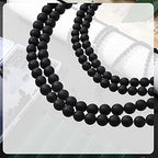 Ecally 300 Pieces Black Matte Onyx Beads Natural Black Agate Round Frosted Onyx Gemstone Loose Beads for Bracelet Necklace Jewelry DIY Making(6 mm) - size: 6mm