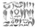 Assorted Angel Wings Feathers punk Charm Pendant Connector for DIY Jewelry Making Accessaries(36pcs,Antique Silver Tone)