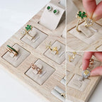 MOOCA Jewelry Display Set, Necklace Display Bust, Earring Organizer, Ring Holder Stand for Showcase and Store, Premium Fabric - color: 8b) 1 set. Beige Suede