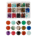 Craftdady 225pcs 8mm Natural Round Agate Stone Beads Striped Agate Dragon Veins Agate Crackle Agate Loose Beads Energy Healing Gemstone Beads for DIY Jewelry Crafts, 15 Styles - color: Mixed Color Agate