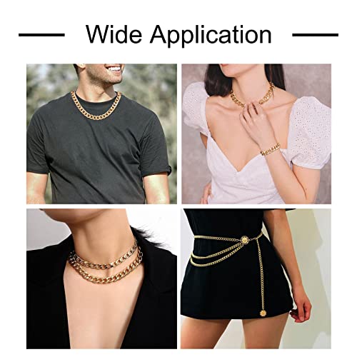 Craftdady 2Pcs Flat Chain Strap Gold Metal Purse Handbag Shoulder Body Replacement Strap 39.3" Twisted Curb Link Aluminum Cable Chain for Wallet Clutch Belt Necklace Bracelet - color: Gold, 16.5x13mm
