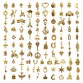 CHuangQi 100pcs Bulk Lots Jewelry Making Charms, Mixed Smooth Metal Charms, Pendants Bracelet Necklace Jewelry Making and DIY Craft Accessories - color: Gold_100