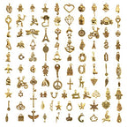 CHuangQi 100pcs Bulk Lots Jewelry Making Charms, Mixed Smooth Metal Charms, Pendants Bracelet Necklace Jewelry Making and DIY Craft Accessories - color: Gold_100