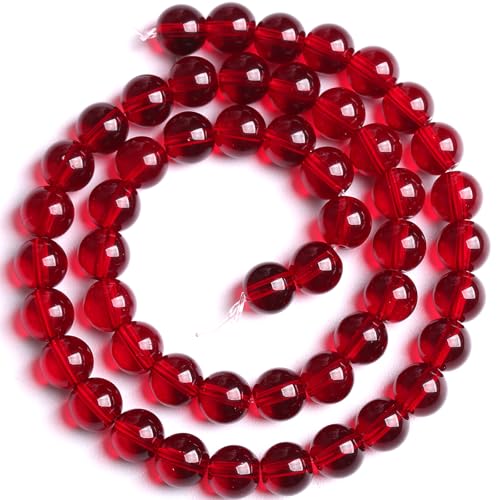 12mm Garnet Red Glass Crystal Beads Smooth Round Stone Beads with Energy Power for DIY Jewlery Bracelets Making 32pcs 1 Strands 15" - color: Garnet Red Glass, size: 12mm