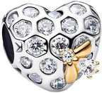 Mother Heart Charms for Bracelets Love Mom Flowers Charm Jewellery for Women - style: Heart
