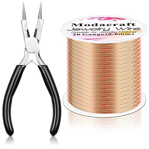 Modacraft 20 Gauge Copper Wire for Jewelry Making with Versatile Pliers 82FT/0.8mm Craft Jewelry Wire Tarnish Resistant Stainless Steel Copper Wire for Gardening Electroculture Jewelry Making Supplies - color: Copper, size: 20 Gauge
