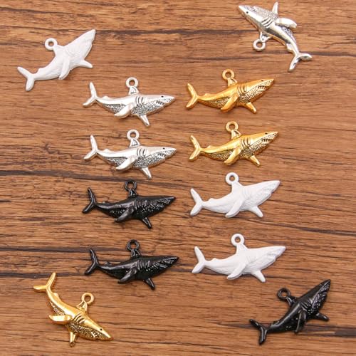 30PCS 18 * 30mm 2.2g Shark Charms Marine Animals Pendant Metal Alloy DIY Necklace Bracelet Earrings Marking DIY gifts for ladies and mothers