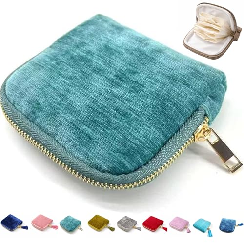 Small Travel Jewelry Case, 6-Layer Velvet Jewelry Organizer Storage Bag with Zipper, Mini Portable Pouch for Bracelet Rings Earring, Anti-Scratch Jewelry Pouch Gift for Women Girls（Peacock Blue） - color: Peacock Blue