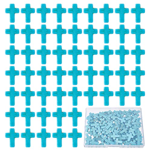 SUNNYCLUE 1 Box 100Pcs Turquoise Cross Beads Bulk Synthetic Turquoise Blue Gemstone Bead Easter Mini Cross Stone Spacer Beads for Jewelry Making Charms Beading Kits Christmas Bracelets DIY Supplies - color: 100pcs 12x16mm Blue Cross Beads